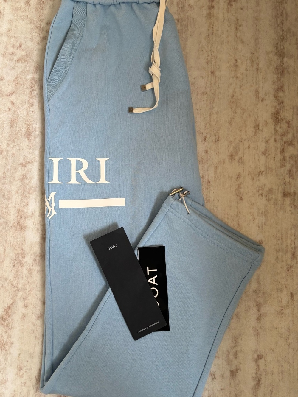 AMIRI Pale Blue Zip-Front Sweatpant with Silver Hardware